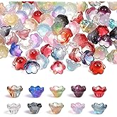 100 PCS Trumpet Glass Flower Beads for Jewelry Making, Mixed Color Trumpet Flower Glass Beads, Glass Bellflower Beads for Bracelets, DIY Jewelry Making, Beading Projects, Necklaces, Earrings
