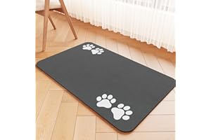 EDC-BFYOU Pet Feeding Mat-Absorbent Pet Placemat for Food and Water Bowl, Dog Food Mat with Waterproof Rubber Backing, No Stains Quick Dry Water Dispenser Mat for Dog and Cat, Dark Gray-12"x20"