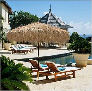 Parasol De Paja Playa De Hoja De Girasol Natural 210cm Sombrilla De