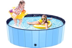 Foldable Kiddie Pool, Klsniur Hard Plastic Swimming Pool for Kids Large(48''×15.8''), Summer Portable Kids Play Pool Dog Water Pond Pet Bathing Tub Wash Tub Toddlers Ball Pit for Kids Pets Dogs Cats