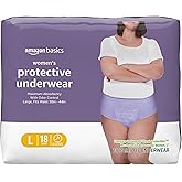 Amazon Basics Postpartum Incontinence Underwear for Women, Maximum Absorbency with Bladder Leak Protection, Fresh Protection, Disposable, Large, Lavender, 18 Count