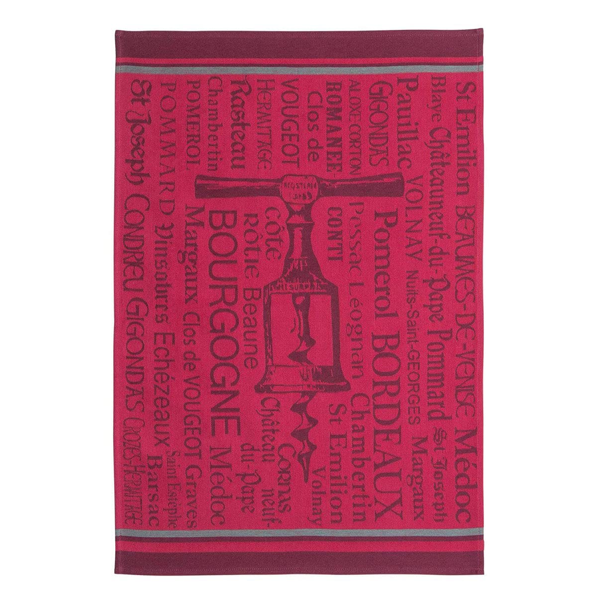 Coucke TIRE BOUCHONS Tea Towel, Corkscrew, 50 x 75 cm, Bordeaux Red, Cotton, Red โ image 1