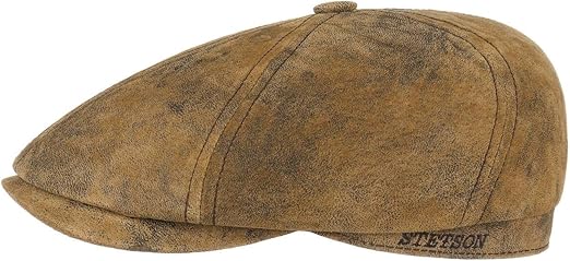 stetson burney leather newsboy cap