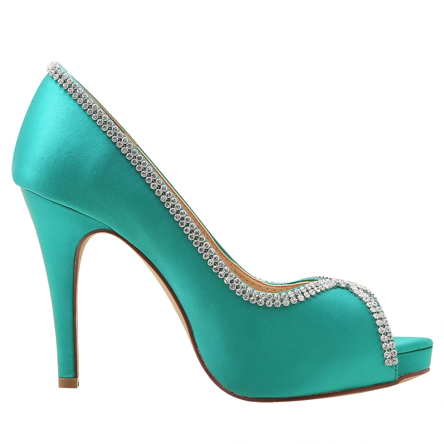 ELEGANTPARK EP11083 Women Pumps Peep Toe Rhinestones Platform High Heel