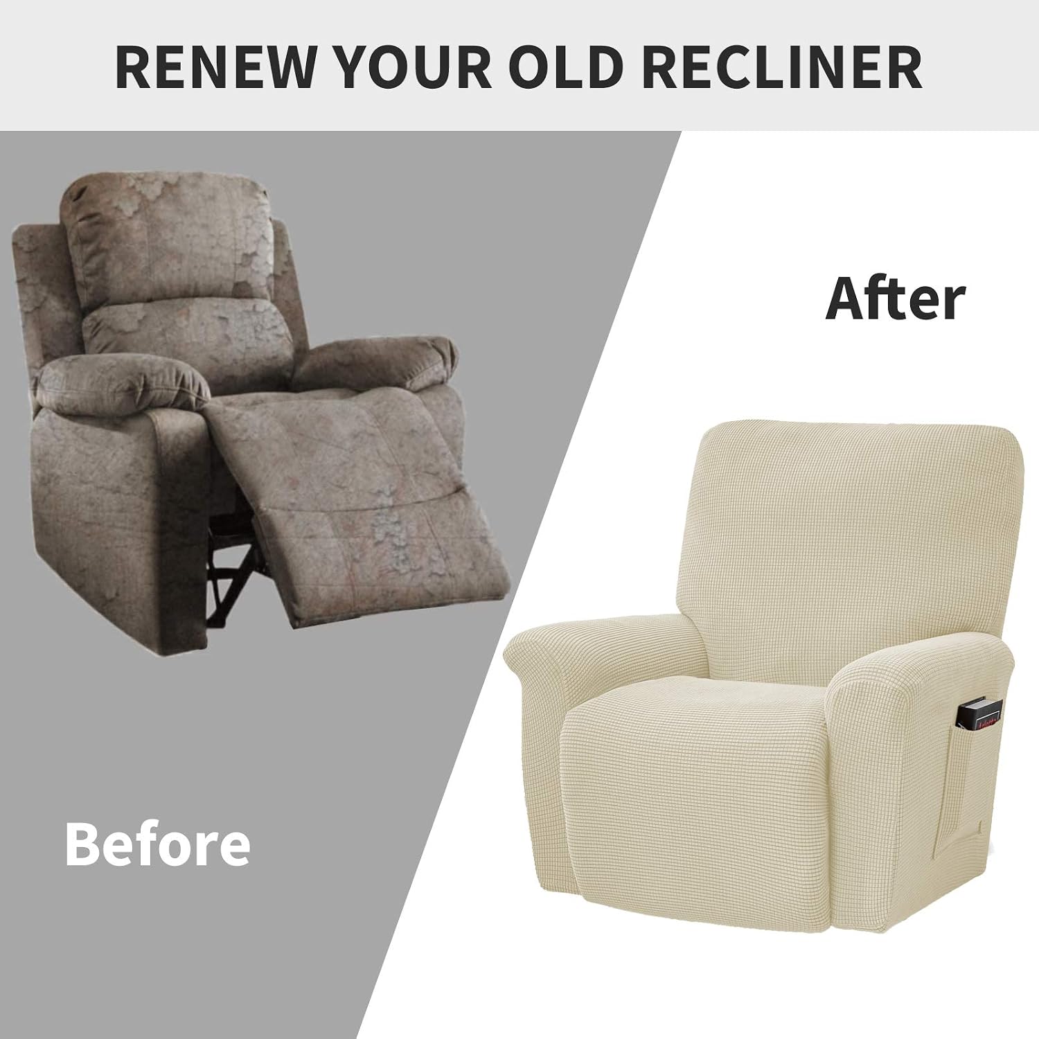 Stretch Recliner Covers, Jacquard Recliner Chair Slipcovers - Image 5