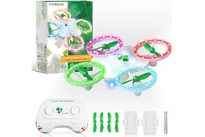 CAROX Lucky Clover Drone for Kids Ages 6-12 & Beginners, RC Quadcopter Toy with 6-Color Dynamic LED Lights & 2 Rechargeable Batteries, Fun Indoor & Outdoor Gifts for Birthday, Christmas, Saint Patrick's Day
