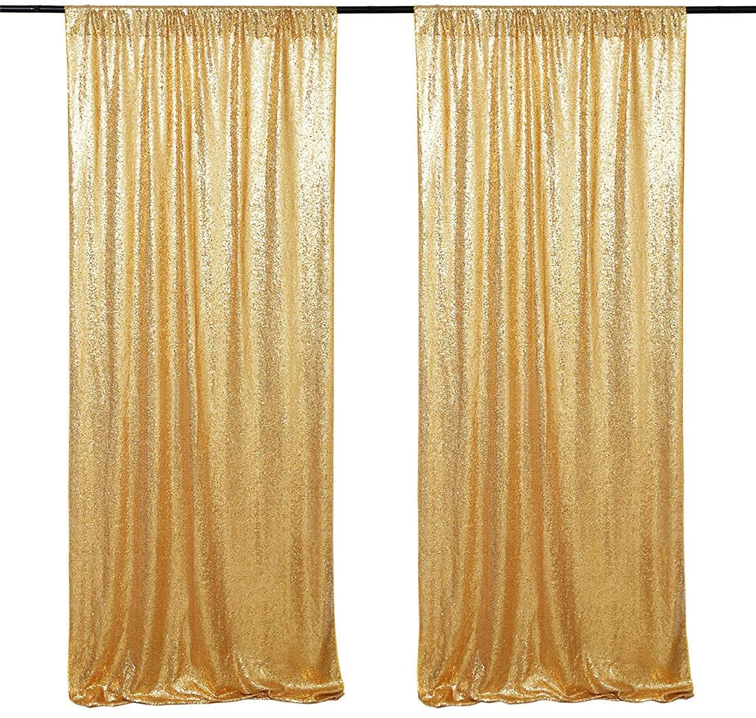 Namvo Golden Sequin Backdrop Curtain 4ft x 6ft, Luxury Sequin Drapes Big Size Shimmer Sequin Curtain Backdrop Background for Wedding Christmas Ceremony Party