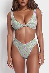 geluboao Women Blue Floral High Waisted Bikini Sexy