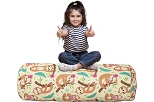 LOLOMLO Stuffed Animal Bean Bag Storage Chair for Kids Cover Only (No Filler), Organize, Sit, Play & Boxing, 100% Cotton Canvas Washable, Ultra Soft Cylinder Long Vertical Zipper Best Gift for Child