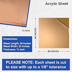 Duco Clear Cast Acrylic Sheet 1/4 Inch Thick 24" X