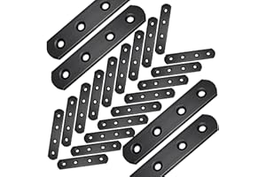 REDOVANT 20Pack Straight Brackets Black, 4Inch 100MM Mending Plate Metal Brackets for Brace, Heavy Duty Joining Plates for Wood Fence Bookcase Cabinet, Straight Brace Repairing Mending Plates