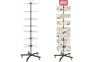 Montex Retail Display Stand 7 Tier Spinner Display Rack Metal Rotating Display Rack for Jewelry Socking Hats Toys, Adjustable Height 16" D x 16" W x 67“H