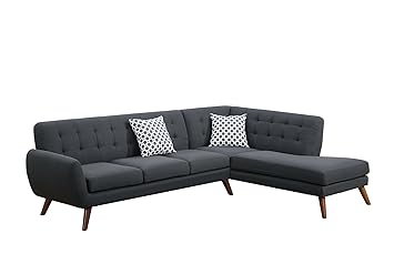 Amazon.com: Poundex Bobkona Belinda Linen-Like Polyfabric SECTIONAL ...