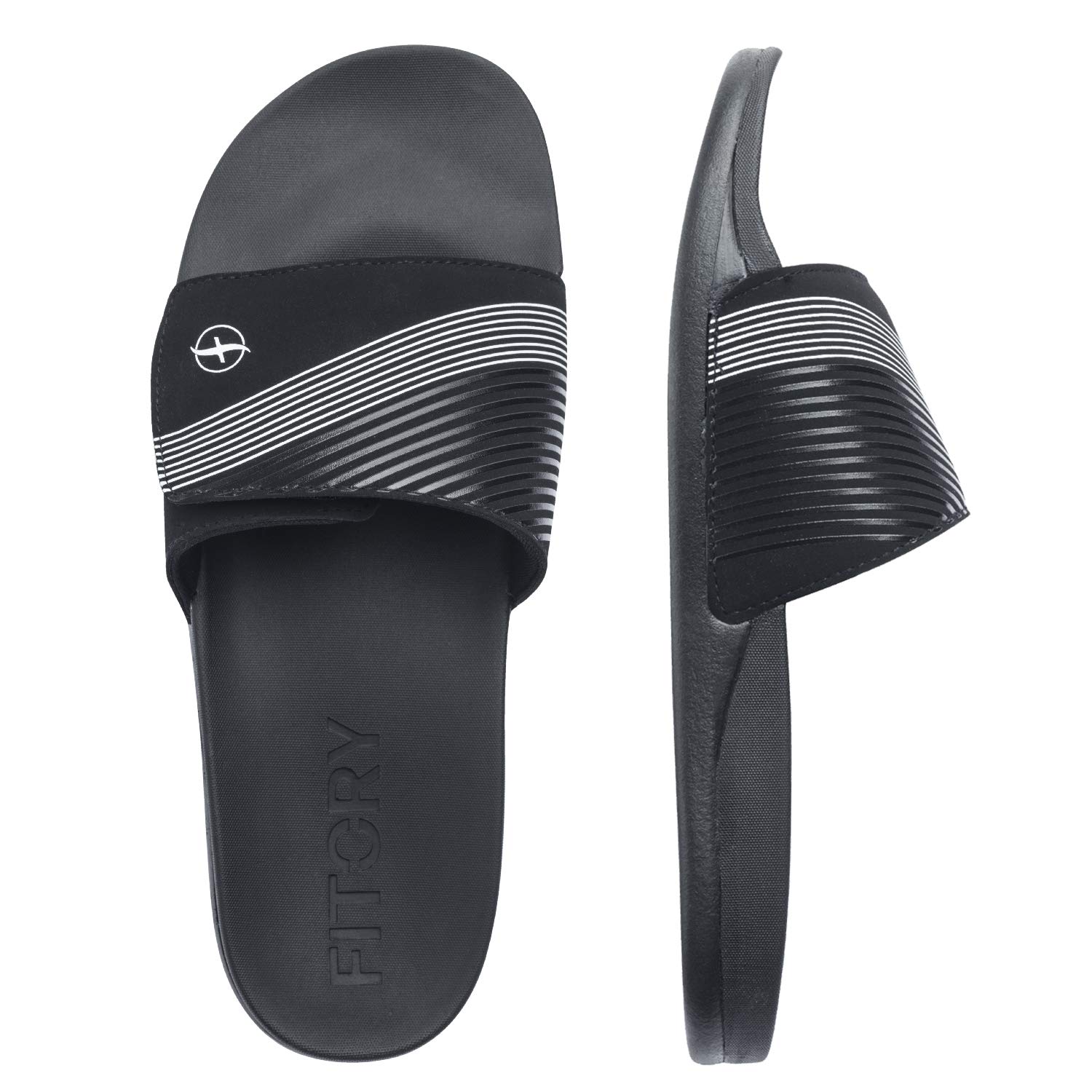 Mens Slides, Adjustable Sandals with Arch Support Comfort Beach Slippers