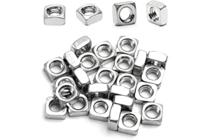 JUVIELICH 50pcs M6-1 Square Nuts,M6 Square Nut,304 Stainless Steel,Metric,M6 x 1mm Nuts Coarse Thread Fasteners for Home Repairs and Professional Engineering