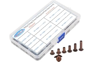SCXCLY 120pcs Chicago Screws Binding Screw Posts Assortment Kit, 6 Sizes(M5 x 6/10/15/25/30/45mm), Plating (Red Bronze-Coloured)