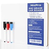 Nicpro Dry Erase Mini Whiteboard A4 Double Sided with 3 Pens