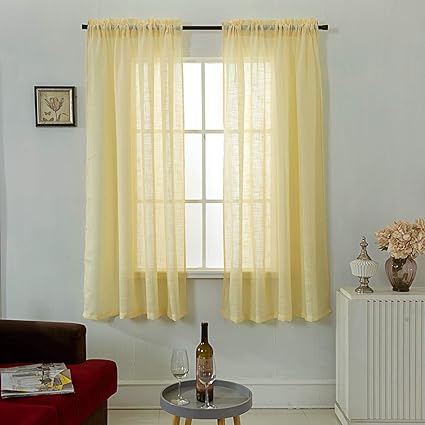 Amazon Com Corps Gema Beige Sheer Curtains 72 Inch Linen Textured