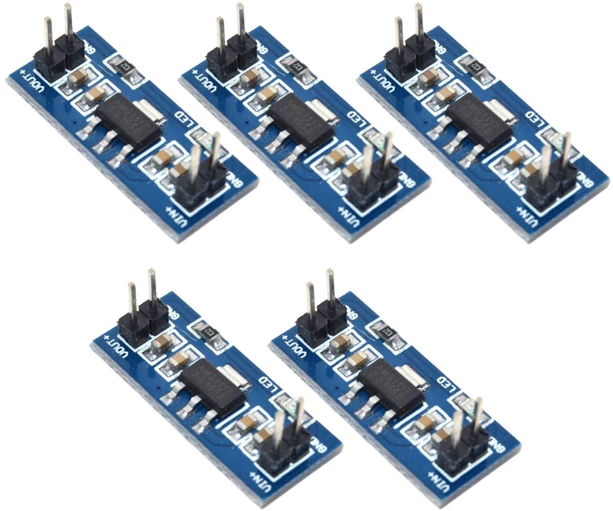 TECNOIOT 5pcs AMS1117 LM1117 4.5-7V turn 3.3V DC-DC Step Down Power Supply Module
