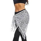 Belly Dance Hip Scarf - Sequin Hip Skirt Belly Dancing Belt Triangle Shawl Tassel Belts Waist Chain for Women/Girls