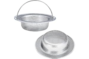 JUNADAEL J Kitchen Sink Strainer, 2-Pack Sink Strainer Basket with Handle, 4.5" Diameter, Stainless Steel, Rust Free and Dishwasher Safe