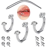 D.Bella 16G Horseshoe Septum Ring Surgical Steel Nose Hoop CZ Earring Eyebrow Lip Tragus Helix Daith Piercing Jewelry for Women Men 8-12mm