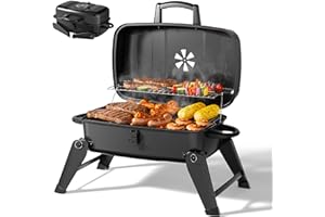 MASTER COOK Portable Charcoal Grill, Foldable Lightweight BBQ Grill with Adjustable Air Vent and 330 sq.in. Cooking Area Outdoor RV, Camping, Patio, Tailgating, Travel