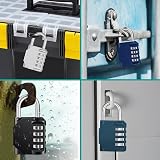 ZHEGE 4 Digit Combination Padlock for Locker Gym Outdoor Weatherproof Black Blue view 5