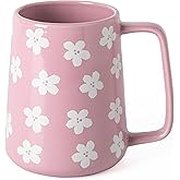 TaoTaojarvie Ceramic Coffee mugs, 24 oz, Extra Large Mugs, Big Tea Cups, Large Handle, Pottery Mugs,Floral Pattern,Wide Bottom Coffee Mug for Office/Home, Microwave&Dishwasher Safe. (Violet)