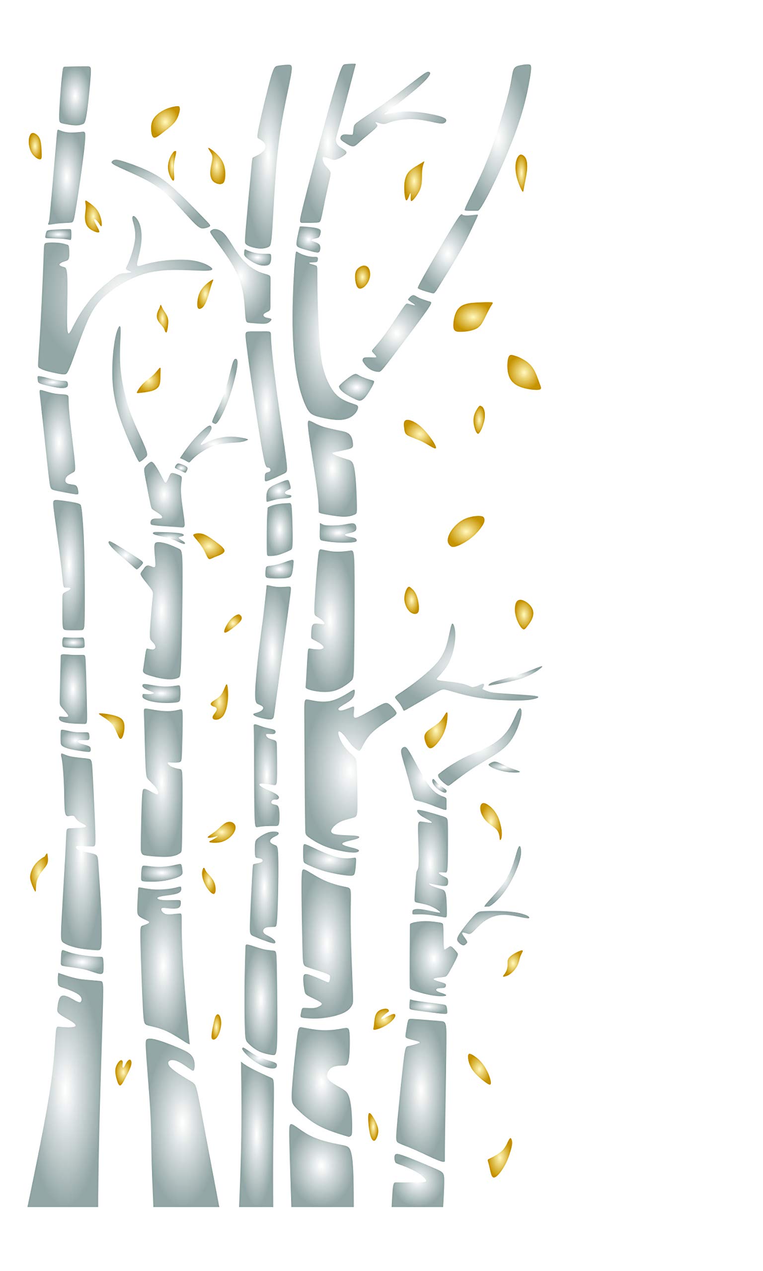 Birch Trees Stencil, 11 x 25.5 cm (S) - Silver White Birch Tree Trunks Forest Wall Stencils