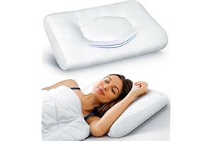 KAATTOP Adjustable Height Cervical Neck Pillow for Pain Relief, Hollow Contour Pillow with Cooling Breathable Pillowcase, Odorless Memory Foam Pillows, Orthopedic Bed Pillow Support Shoulder Side Back Stomach