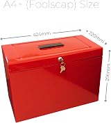 Cathedral A4+ Steel File Box with 5 Suspension Files Red view 2
