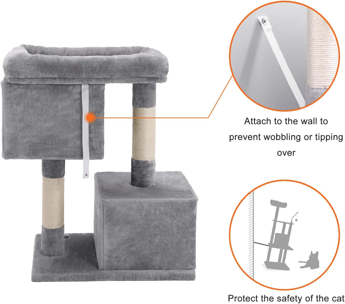 FEANDREA Cat Tree for Large Cats, Cat Tower 2 Cozy Plush Condos and Sisal Posts Cat House UPCT61W : Pet Supplies
