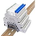 (10Pcs) 24V Relay Din Rail;Silm;Signal Relay for PLC;24VDC and 24VAC Both;HF41F/24-ZS 5 Pin 1NO 1NC 6A SPDT with LED Indicator with Socket Base;Max 6A 250VAC;24 Coil dc/ac