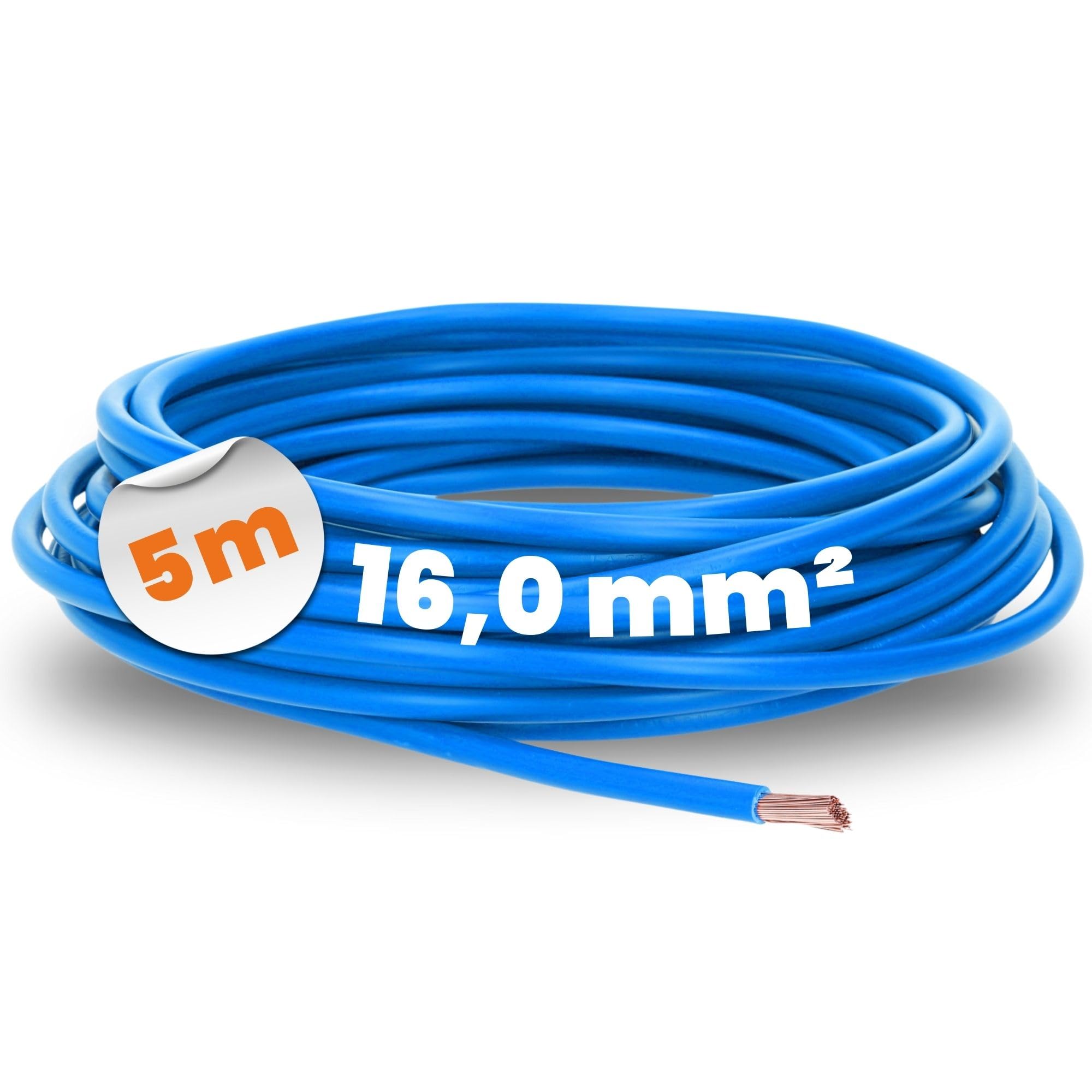 5 m Lapp 4520026 H07V-K 16.0 mm² Blue I Wiring Cable I Flexible Flexible PVC Single Core I Stranded 16 mm2 I Wiring
