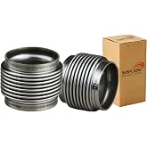 SUISFLXGRO 2.5" ID Exhaust Flex Bellows, 100% Stainless SS304, 2.5" LONG Flex Joints &amp; Connectors (1PC)