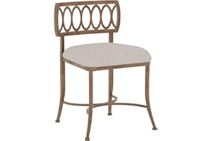 Hillsdale, Canal Street Metal Vanity Stool with Interlocking Oval Back Design for Makeup Room or Bathroom, Golden Bronze