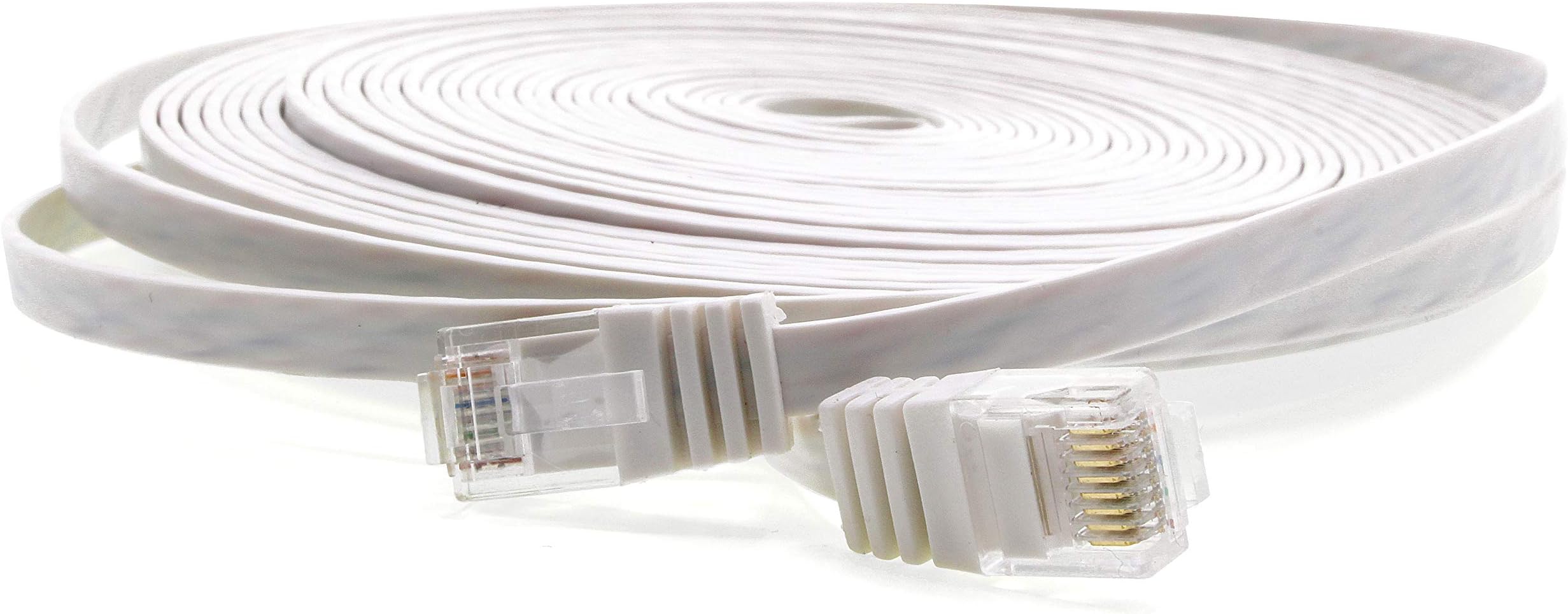 1aTTack.de 20m - Flat Cabel CAT5 CAT 5 | white - 1 piece | 10/100/1000 Mbit/s | LAN Network cable | Flat | Slim | patchkabel | ribbon | lan cable