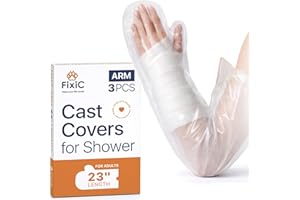 Fixic Cast Covers for Shower Arm 3 PCS - 100% Waterproof Cast Cover Bags - 23" Reusable Cast Protector for Shower Arm Adult -