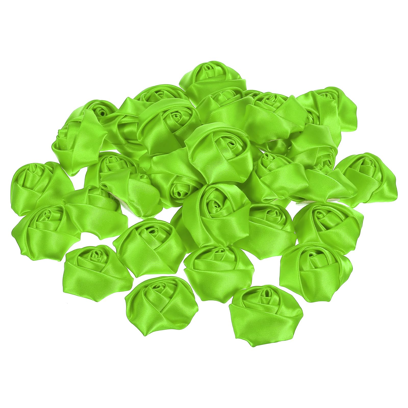 PATIKIL 1.6" Satin Ribbon Roses, 20 Pack Artificial Flowers Roses Heads Handmade Fake Flowers Fabric Flowers for Crafts Wedding Bouquet, Fluorescent Green