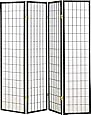 Coaster Home Furnishings Oriental Shoji 4 Panel Folding Privacy Screen Room Divider - Black