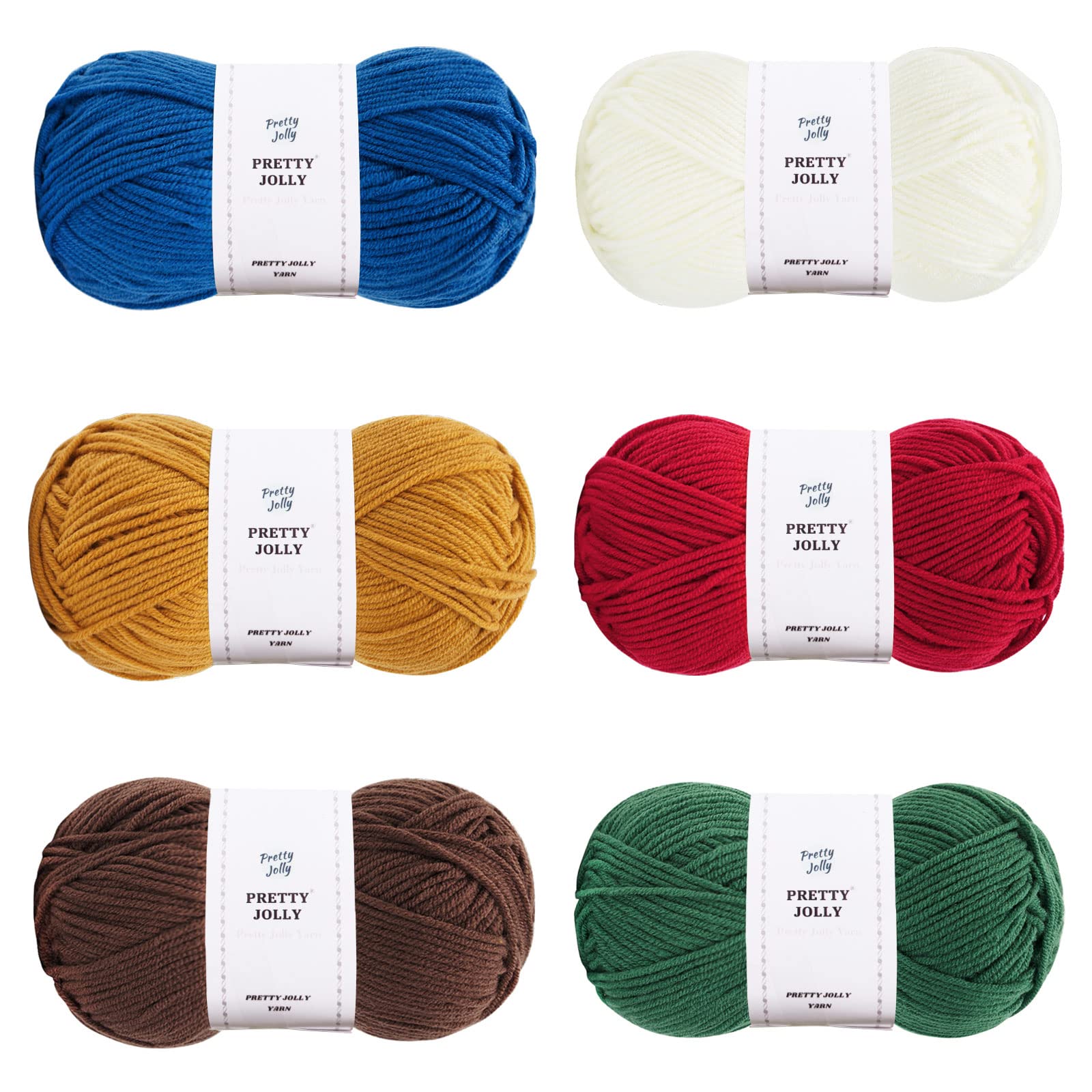 Pretty Jolly 300g Soft Assorted Colors Yarn - Sport Weight,100% Acrylic, 4 Ply, Bonbons Yarn for Crochet & Knit, DIY Project Starter Kit for Kids or Adults(Total 795m) (Xmas)