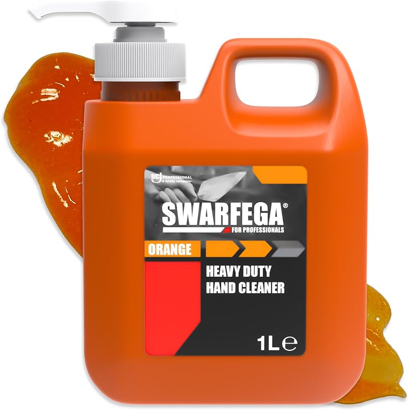 Swarfega Orange Heavy Duty Hand Cleaner 1L Pump Cornmeal Scrub