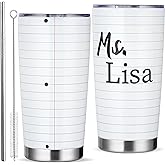 Teacher Appreciation Christmas Gifts for Men Women DIY Custom Name Thank You Tumbler Mug 20OZ Notebook Stainless Steel Cup for Birthday Graduation Back to School Teacher’s Day Retirement Gift