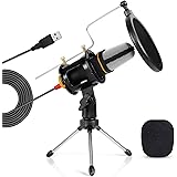 TONOR PC Microphone USB Computer Condenser Studio Mic Plug & Play with Tripod Stand & Pop Filter for Chatting/Skype/Youtube/Recording/Gaming/Podcasting for iMAC PC Laptop Desktop Windows Computer