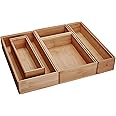 Lipper International 88005 Bamboo Wood Drawer Organizer Boxes, Assorted Sizes, 5-Piece Set