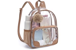 Missnine Anti-theft Clear Backpack, Small Mini Clear Bag for Sport Event Concert with Cute Fur Ball