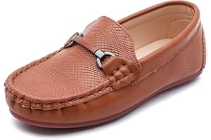DADAWEN Boys Girls Soft Leather Loafer Casual Slip-On Moccasin Flats Dress Shoes Penny Boat Shoes School Wedding Church Loafers (Toddler/Little Kid/Big Kid)