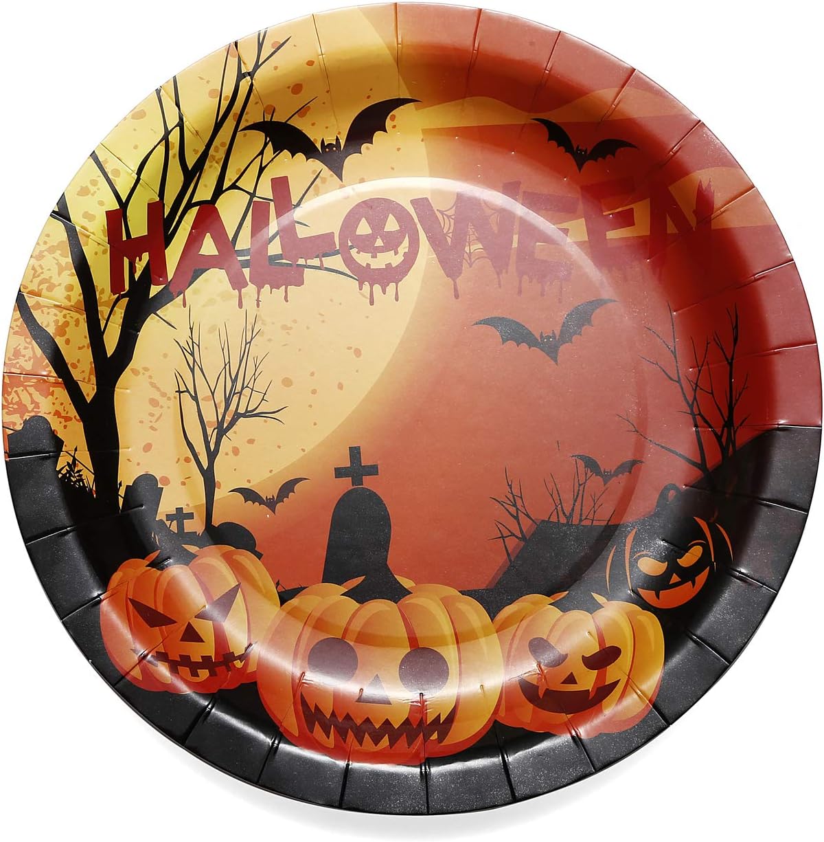 Halloween Plates Cups Napkin Tablecloth Disposable Tablerware Serve 25 for Halloween Pumpkin Party Supplies: Kitchen & Dining