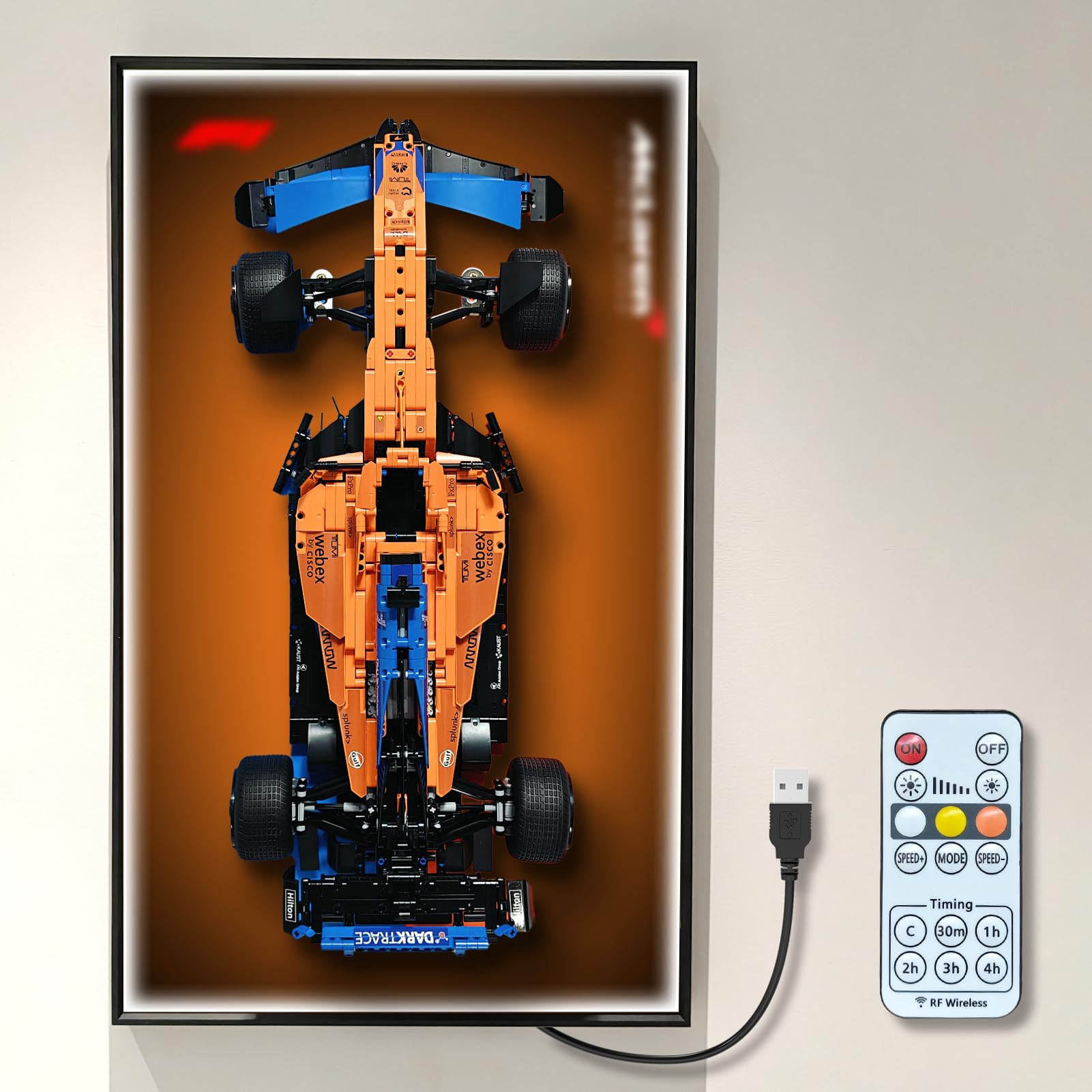 Photo 1 of WETCEAOM Display Wallboard for Lego 42141 Technic McLaren Formula 1 2022 Replica Race Car with LED Light, Compatible with Lego F1 Car Wall Mount Display Frame(No Model!)